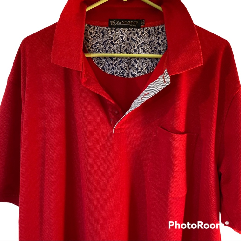 San Lodo Milano Men’s Lacoste-knit Polo size 2XL Red